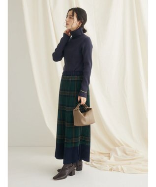 CRAFT STANDARD BOUTIQUE 配色チェックプリーツスカート Check Green