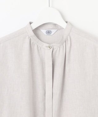 J.PRESS LADIES 【洗える・接触冷感・吸水速乾】麻SOLID バンドカラー シャツ ブラウス グレージュ系