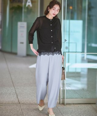 23区 S 【WEB&一部店舗限定】ストレッチジョーゼット ワイドパンツ スカイブルー系