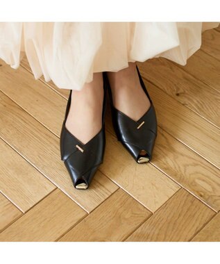 MODE ET JACOMO <carino>オープントゥパンプス ブラック