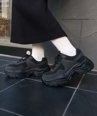 WEGO 配色厚底スニーカー ブラック