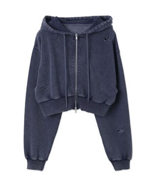 WEGO ダメージショートジップパーカー ブルー