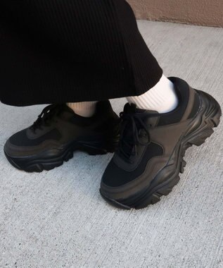 WEGO 配色厚底スニーカー ブラック