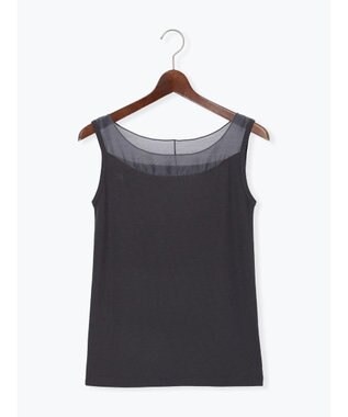 Te chichi 【接触冷感】シアー切替スクエアネックタンクトップ チャコールグレー