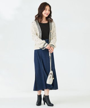 ANY SIS 【洗える】透かし編みニット カーディガン アイボリー