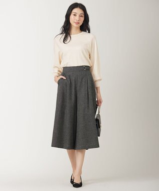 ANY SIS ホームスパンワイドクロップド パンツ チャコールグレー