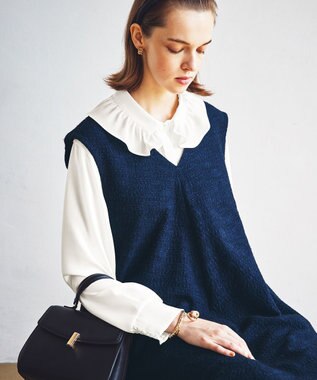 組曲 L フリルカラーレイヤード ブラウス アイボリー系