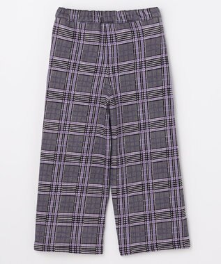 ANY KIDS レースアップ 裏シャギーワイドパンツ ブラック×チェック