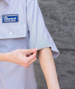 WEGO 【ユニセックス着用ITEM/MLサイズ展開】オックスフォードワッペンシャツ（SS） ブラックストライプ