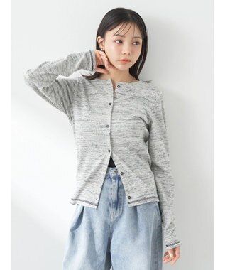 earth music&ecology メランジリブカーディガン（ｇｒａｙ） Gray Mixture