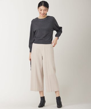 ANY SIS 【洗える】ウールブレンドプチジュエル調 ニット チャコール