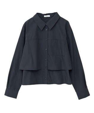 earth music&ecology ロールアップスリーブボクシーシャツ