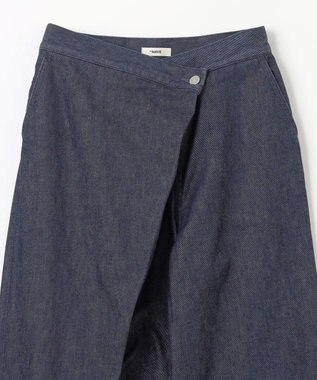 NAVE 【ReNave・セットアップ可/洗える】マーセライズデニム ラップワイドパンツ ネイビー系