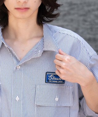 WEGO 【ユニセックス着用ITEM/MLサイズ展開】オックスフォードワッペンシャツ（SS） ブラックストライプ