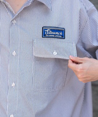 WEGO 【ユニセックス着用ITEM/MLサイズ展開】オックスフォードワッペンシャツ（SS） ブラックストライプ