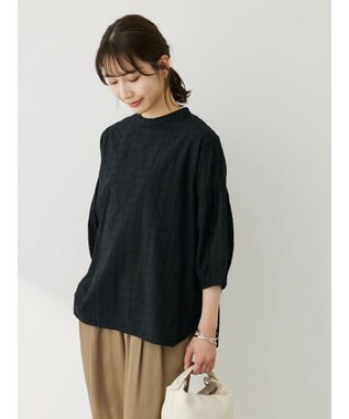 Green Parks Ｉ　ＳＥＴ２点　刺繍７分袖ブラウス＋タンクトップ Black