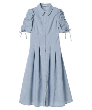 earth music&ecology 袖ドロストシャツワンピース Blue