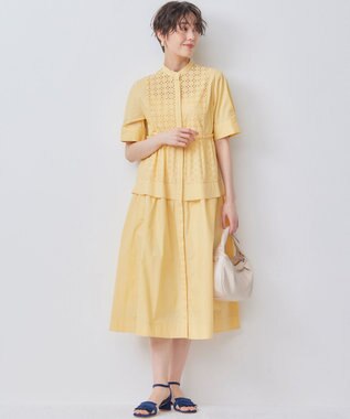 組曲 エンブロイダリーレース シャーティング ワンピース クリームイエロー系