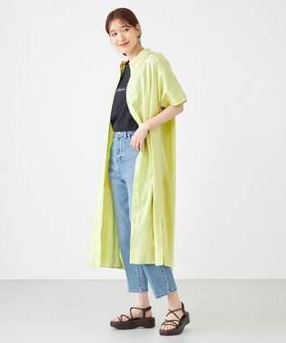 SHARE PARK LADIES フレンチスリーブガウンワンピース 黄緑系