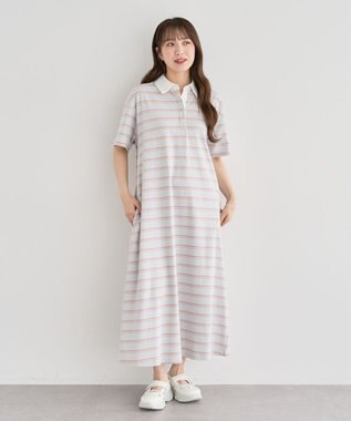 Green Parks ・ＳＵＧＡＲ　ＳＰＯＯＮ　ボーダーポロワンピース Light Gray