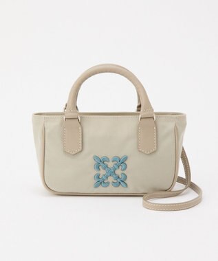 russet 《モノグラム刺繍》コーデュラナイロン2WAYミニショルダーバッグ（CE-1778） L.Greige