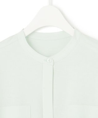 ICB 【WEB限定・洗える】ライクアウーブン バンドカラーカットソー ライトグリーン系