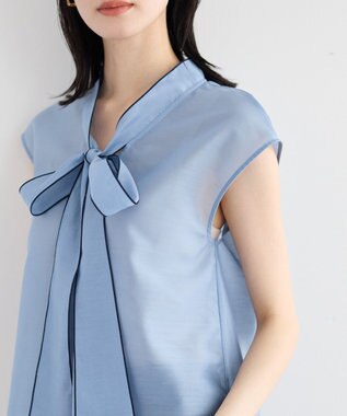 YECCA VECCA シアーボウタイブラウス Light Blue