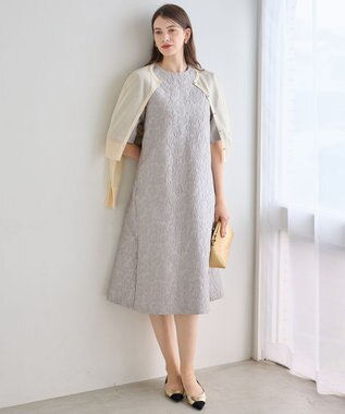 23区 【APPLAUDIR】フラワージャカード ドレス ライトグレー系