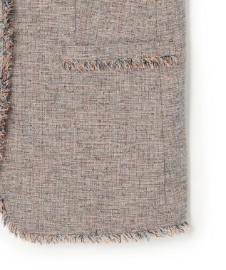 23区 【先行予約】リネンライクブッチャー フリンジノーカラージャケット ダークブラウン系