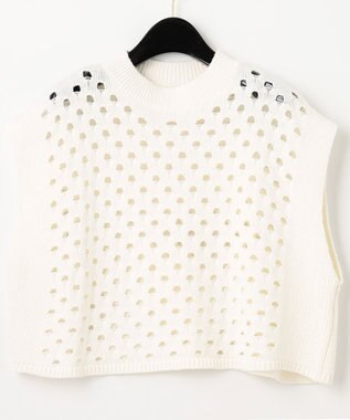 GRACE CONTINENTAL スラッシュニットトップ ホワイト