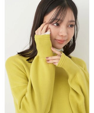 earth music&ecology やわらかタッチハイネックチュニック Lime Green