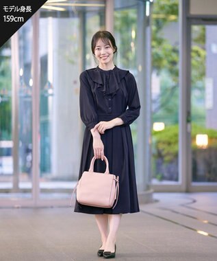 Tiaclasse 【洗える】ラッフルフリルワンピース ネイビー