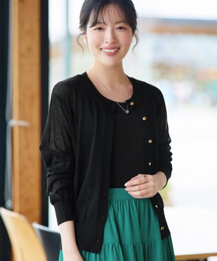 Tiaclasse 麻タッチカーディガン ブラック