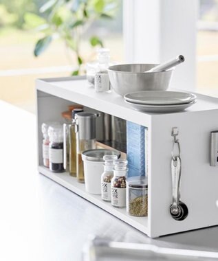 tower 前が開くキッチンカウンター上収納ラック タワー D24 ホワイト ホワイト