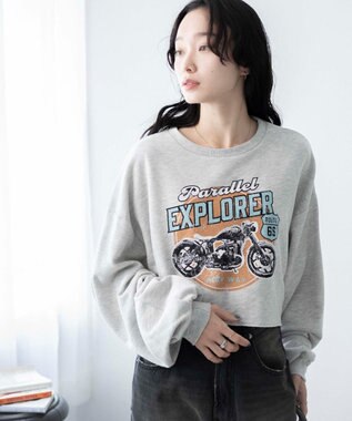 WEGO ヴィンテージライクショートスウェット 杢グレー