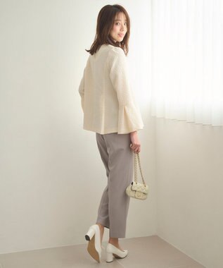 Feroux 【セットアイテム】美シルエット ブラウス×パンツ セットアップ ライトグレー系