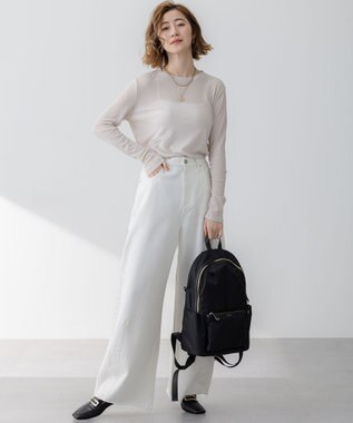 23区 【SLOW/一部店舗限定】LIGHT DENIM バレルワイド パンツ ホワイト系