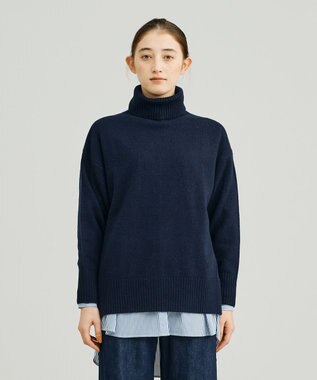 J.PRESS YORK STREET 【WOMEN】ウールカシミヤ タートルニット ネイビー系