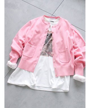 Te chichi ポケット付きクルーネックカーディガン