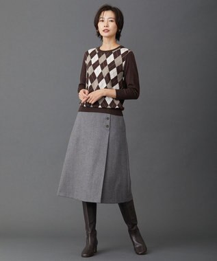 J.PRESS LADIES 【洗える】アーガイルツイン ニット ダークブラウン系