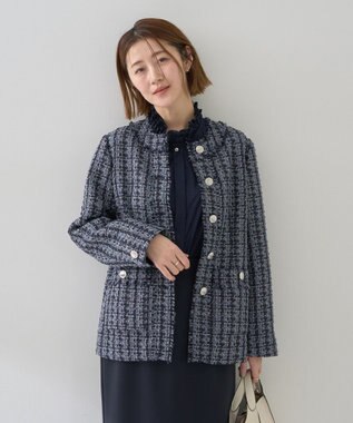 YECCA VECCA ノーカラーツイードジャケット