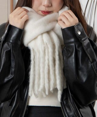 WEGO 【ユニセックス着用ITEM】ワイドフリンジストール オフホワイト