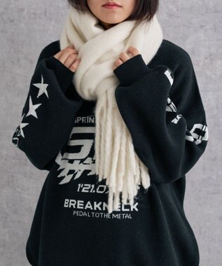 WEGO 【ユニセックス着用ITEM】ワイドフリンジストール オフホワイト