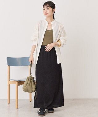 AMERICAN HOLIC リネンライクバンドカラーシャツ Ivory