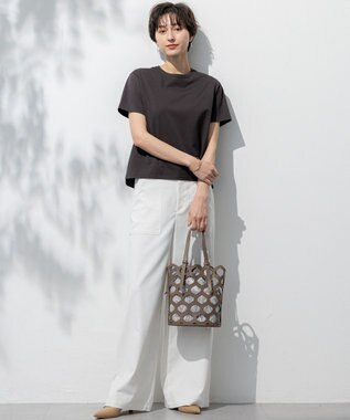 23区 S 【洗える】ハイエンド クルーネック Tシャツ ダークブラウン系