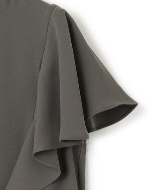 ICB 【接触冷感・UVケア・防シワ・洗える】エステルダブルクロス ラッフルスリーブワンピース グレー系