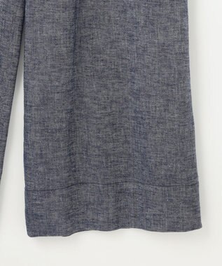 自由区 【洗える】コットンリネンシャンブレーワイドストレート パンツ インディゴ系