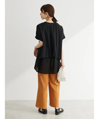 Green Parks インド綿　ＳＥＴ２点レイヤード風ブラウス Black