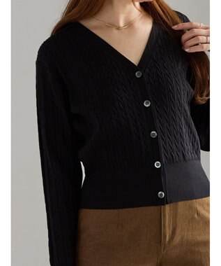 Te chichi ミニケーブル刺繍Vネックカーディガン ブラック
