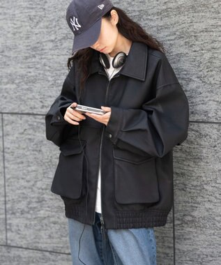 WEGO 【25年秋冬新作/ユニセックス着用ITEM/SMLサイズ展開】PUダブルZIPフライトブルゾン ブラック